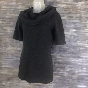 Richard Chai Cashmere Cowl Neck Short Sleeve Sweater Charcoal Gray Size Medium